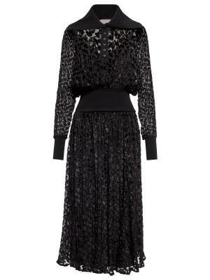 Aksamitna sukienka midi Tory Burch czarna