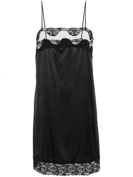 Satynowa sukienka koktajlowa koronkowa Ermanno Scervino czarna