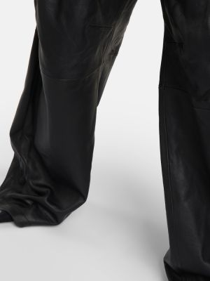 Brīva piegriezuma dabīgās ādas bikses Balenciaga melns