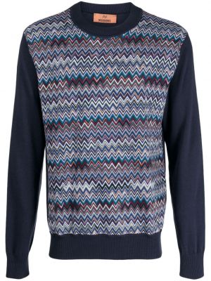 Плетен пуловер Missoni синьо