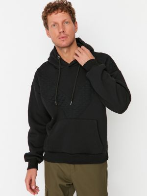 Oversize kapučdžemperis ar garām piedurknēm Trendyol melns