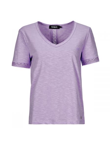 Tričko s krátkými rukávy Desigual fialové