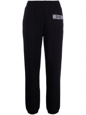 Teplákové nohavice s potlačou Moschino čierna