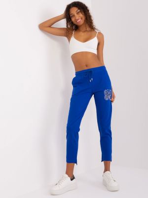 Sportovní kalhoty s aplikacemi Fashionhunters modré