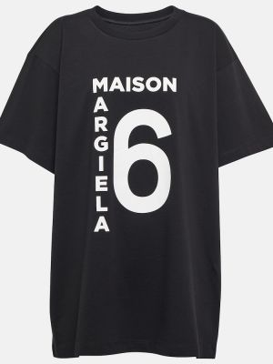 Bavlněné tričko jersey Mm6 Maison Margiela černé