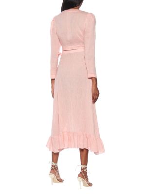 Lněné midi sukně Lisa Marie Fernandez růžové