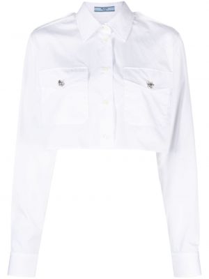 Βαμβακερό πουκάμισο με πετραδάκια Prada λευκό