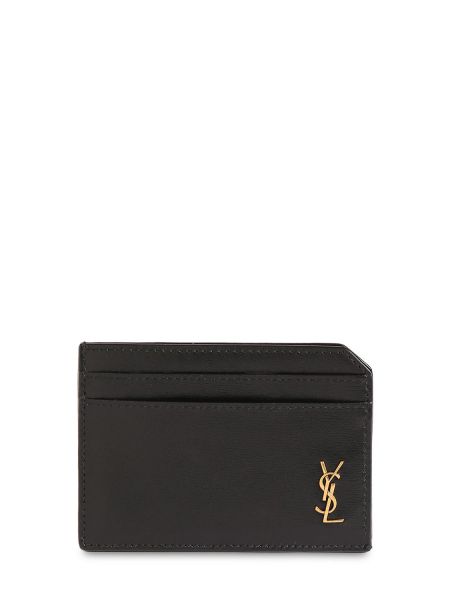 Læder kortholder Saint Laurent sort