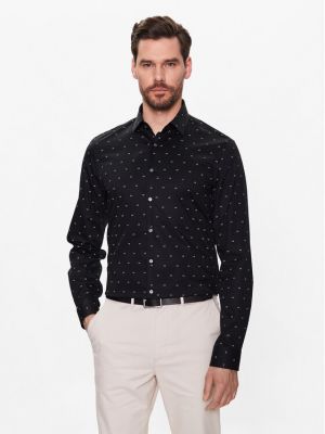 Риза slim с принт Calvin Klein черно