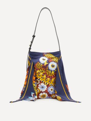 Bolsa de hombro de seda con estampado Inoui Editions azul