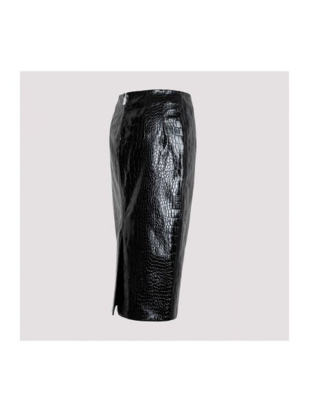 Falda de cuero con estampado Versace negro