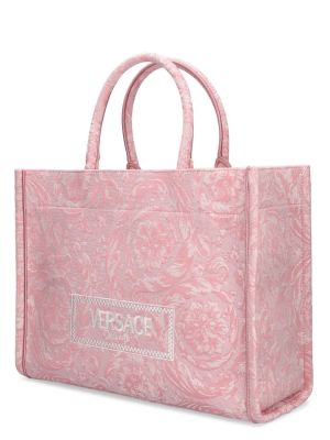 Borsa shopper in tessuto jacquard Versace rosa