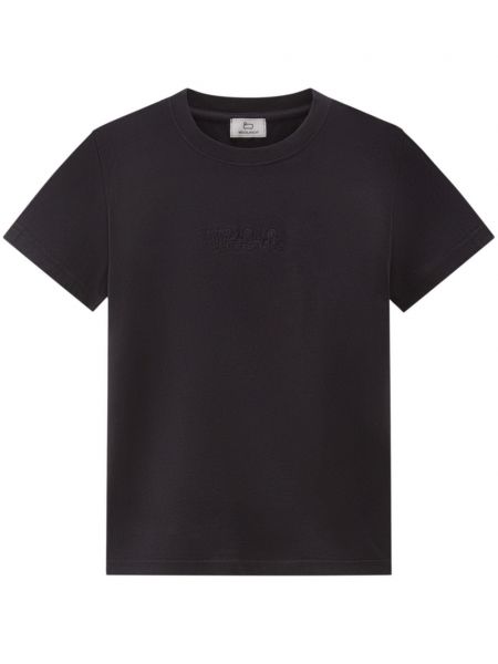 Bombažna majica z vezenjem Woolrich črna