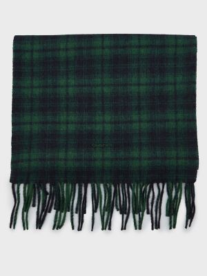 Плетений картатий вовняний шарф Gant зелений