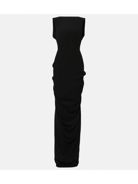 Сатенена макси рокля Dries Van Noten черно