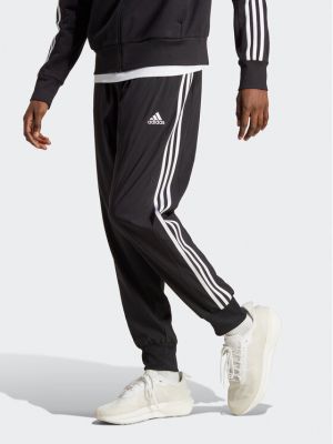 Pletene prugaste donji dijelovi za trčanje Adidas crna