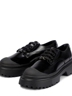 Pantofi brogue cu șireturi din piele din dantelă Hogan negru