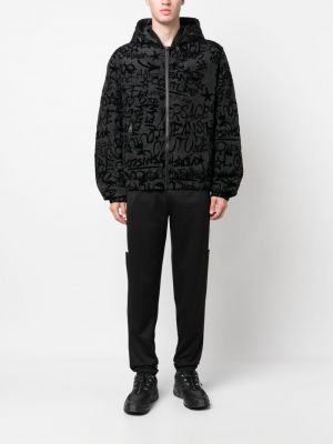 Džínová bunda s kapucí s potiskem Versace Jeans Couture černá