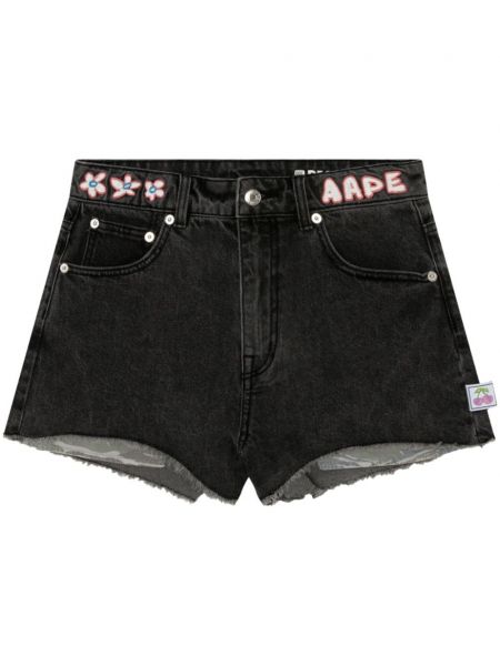Shorts en jean à imprimé Aape By *a Bathing Ape® noir