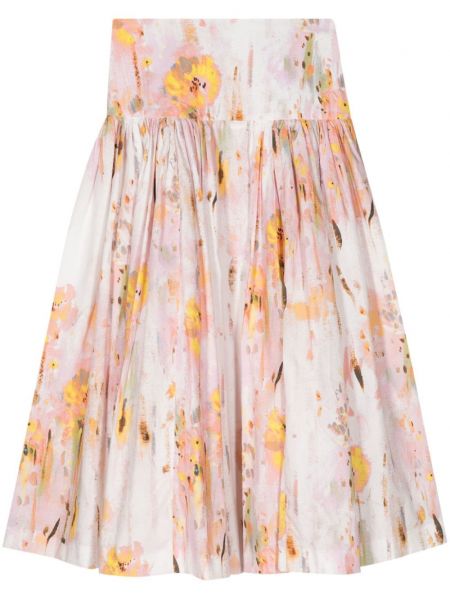 Plisirana midi suknja s cvjetnim printom s printom Msgm ružičasta