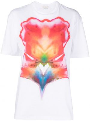 Bavlněné tričko s potiskem s abstraktním vzorem Alexander Mcqueen bílé
