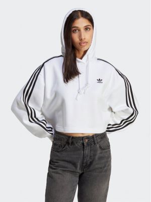 Relaxed суичър с качулка Adidas бяло
