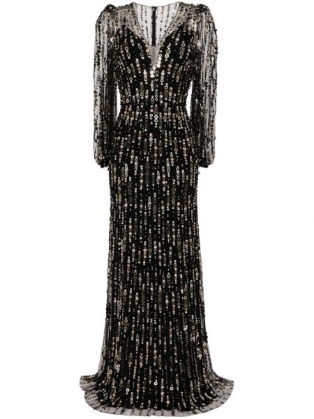 Ίσιο φόρεμα με παγιέτες Jenny Packham μαύρο