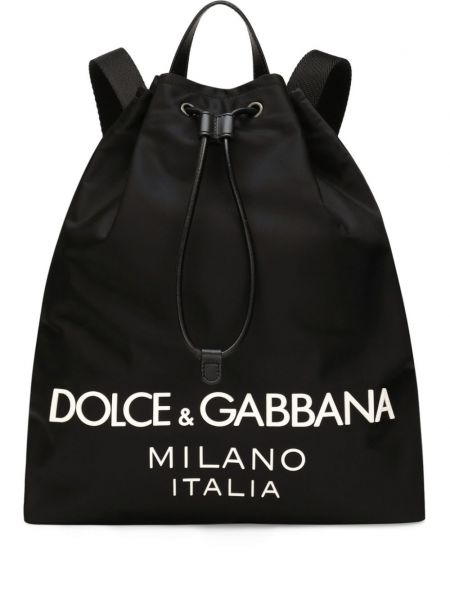 Painettu kiristysnyörillä reppu Dolce & Gabbana musta