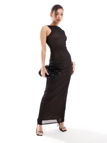 Прозрачное длинное платье без рукавов Asos черное