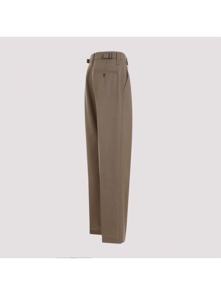Pantalones jaspeados plisados Lemaire marrón