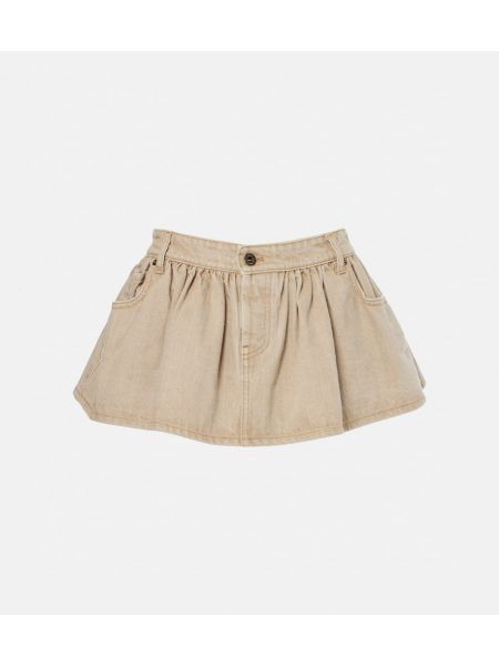 Ruffle slitskjørt Miu Miu beige