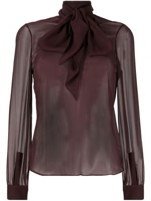 Прозрачна блуза Saint Laurent кафяво