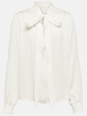 Bluză de mătase din jacard Givenchy alb