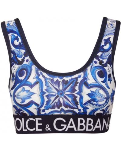 Crop top jersey Dolce & Gabbana modrý