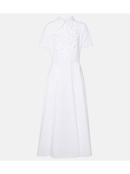 Βαμβακερή μίντι φόρεμα Valentino λευκό