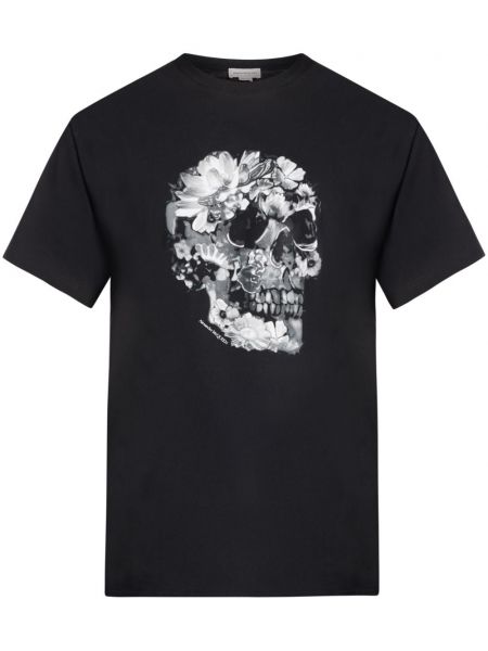 Blomstret t-shirt Alexander Mcqueen sort