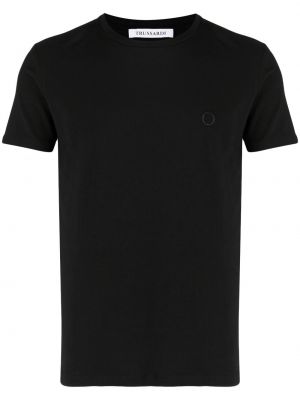 Bavlnené tričko s výšivkou Trussardi čierna