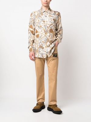 Bavlněné rovné kalhoty Moschino béžové