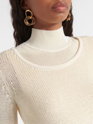Памучен пуловер Aya Muse бяло