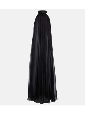 Svilena dolga obleka iz šifona Tom Ford črna