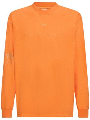 Pamučna majica s printom sa dugačkim rukavima Nike narančasta