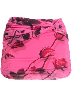 Mini spódniczka w kwiatki z nadrukiem Blumarine różowa