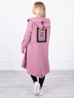 Oversized kardigan s kapucí Kesi růžový