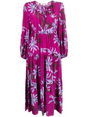Миди рокля на цветя с принт Dvf Diane Von Furstenberg виолетово