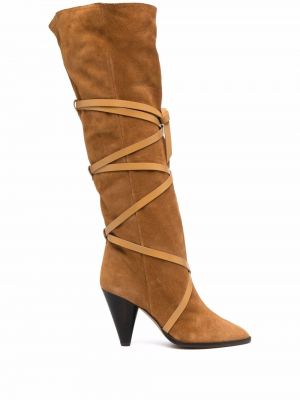 Кружевные замшевые ботинки на шнуровке Isabel Marant, коричневый