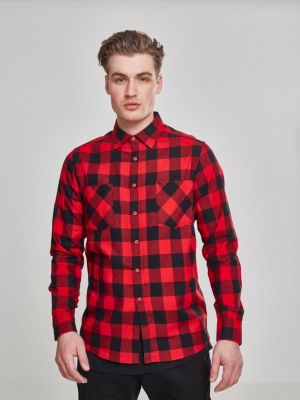 Καρό πουκάμισο φανελένιο Urban Classics Plus Size κόκκινο