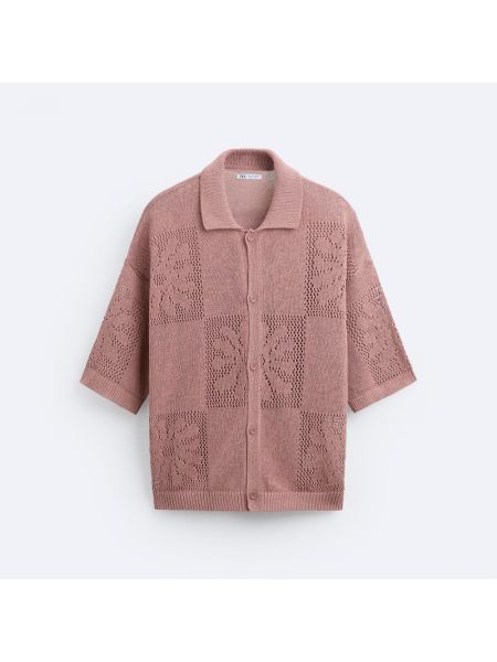 Жаккардовая рубашка в цветочек Zara розовая