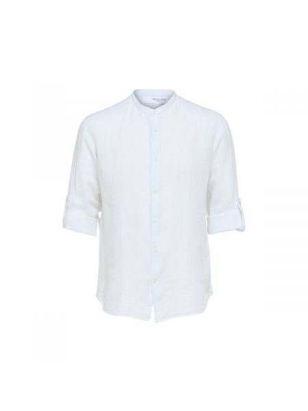 Lněná košile Selected bílá