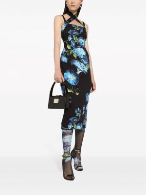 Květinové šaty s potiskem Dolce & Gabbana černé