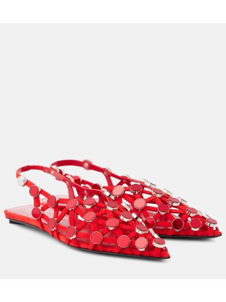 Slingback dubbade mocka ballerinas The Attico röd